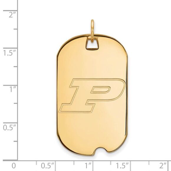 14k Gold Plated Silver Purdue Large Initial P Dog Tag Pendant
